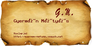 Gyermán Mátyás névjegykártya
